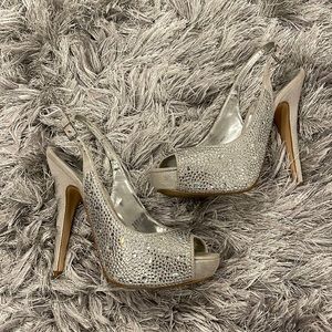 Steven Madden Silver Rhinestone Heels